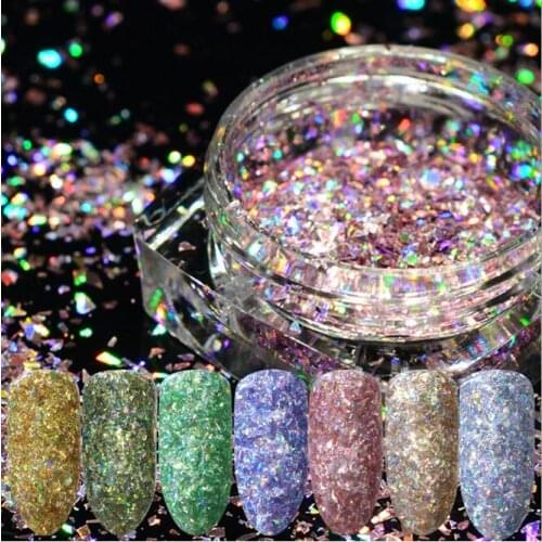 200Set/Lot DIY Laser Effect Irregular Bottle Color Nail Accessories Fireworks Powder Magic Mirror Nail Glitter HA2277