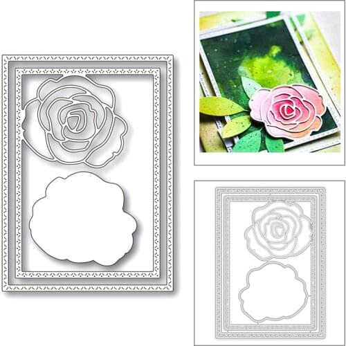 2020 New Rectangle Layering Photo Frame Flower Embossing Metal Cutting Dies For Making Greeting Card Paper Scrapbooking No Stamp