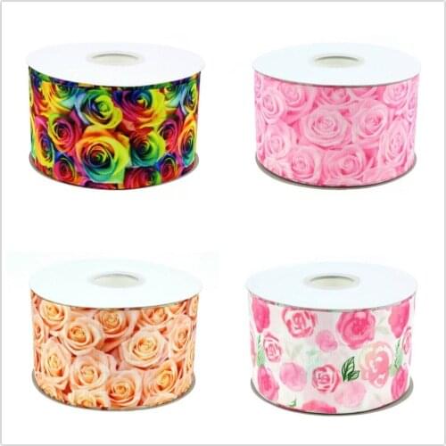 25 38mm flower ribbon 10 yards gift wrapping handmade materials Grosgrain ribbons