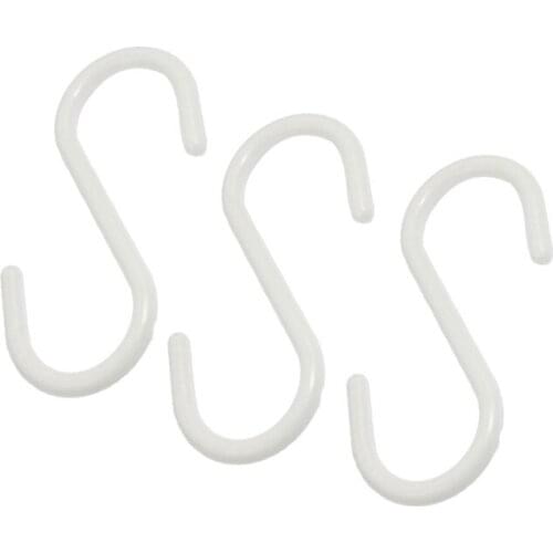 3 Pcs White Plastic S Shaped Hanging Hooks Scarf Apparel Hangers