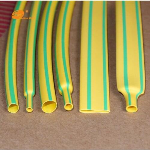 5M/Lot Yellow & Green 2MM - 16MM Assortment Ratio 2:1 Polyolefin Heat Shrink tube shrinkable tube shrink tubing cable sleeve