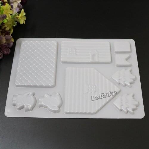 5pcs/lot) 3d chocolate house molds PP plastic chocolate mold pudding mould for Xmas festival cake decoration kitchen accessory