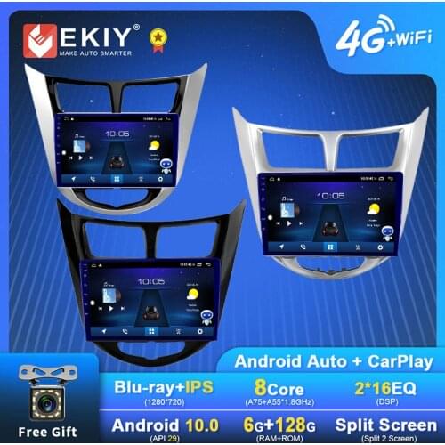 EKIY Car Radio For Hyundai Solaris 1 2010-2016 Android 9 Navigation GPS Multimedia Player Auto Stereo Head Unit Bluetooth 4G FM
