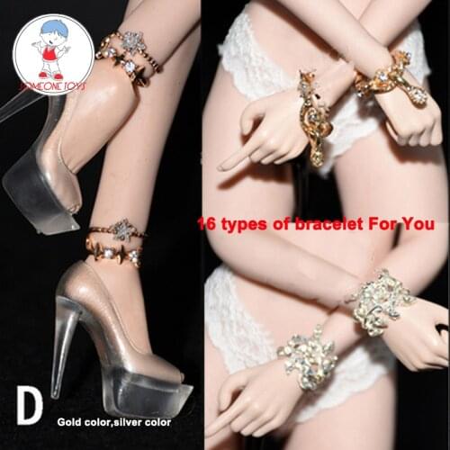 1/6 Scale Mini Bracelet Anklet Golden Silver Bracer Wristband Foot Ring for 12 Inches Female TBLeague Action Figures Accessories