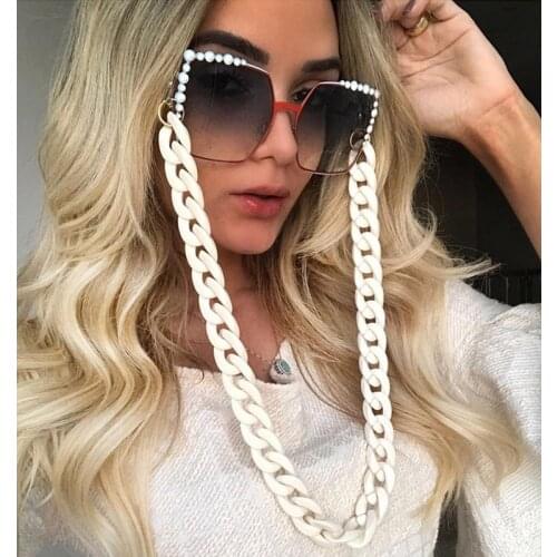 Fashion Glasses Chains White Black Acrylic Sunglasses Chain Ultralight Lanyard Straps Cords Thick Big Eyeglasses Holder Neck