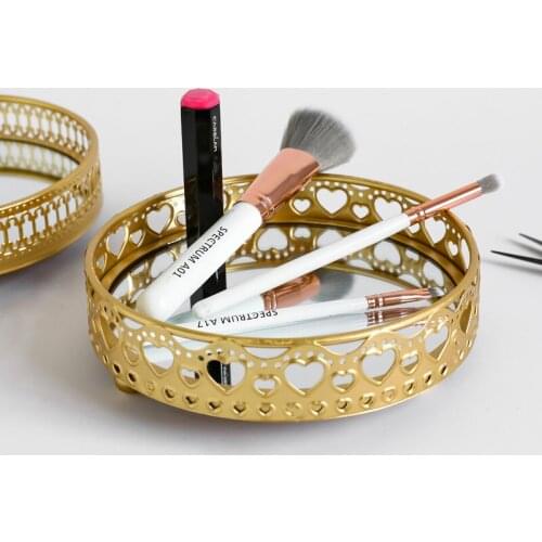 Delicate Jewelry Storage Tray Plate Bedroom Desktop Cosmetic Decorative Organize Plate Basket