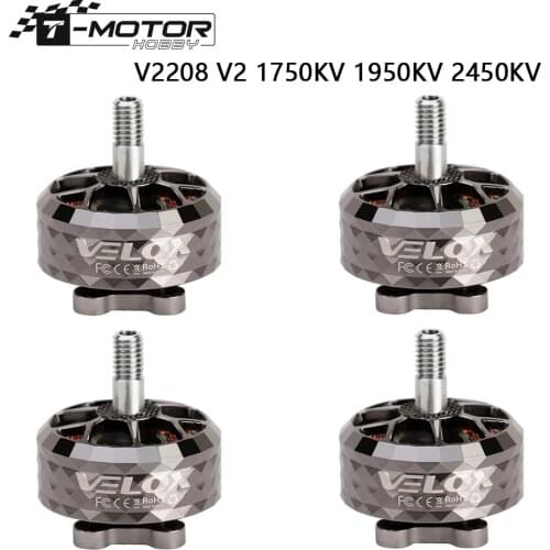 T-Motor VELOX VELOCE V2208 V2 1750KV 1950KV 2450KV 4-6S Brushless Motor W/4mmTitanium alloy shaft 5inch propeller for FPV Drone