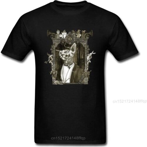 Steampunk Sphinx T-shirt Men Tshirts Punk Design T Shirt Cotton Classic Tops Mens Tees Plus Size Clothes No Fade Printed Shirts