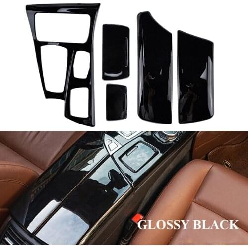Glossy Black Car Gear Shift Frame + Armrest Box Panel Cover Trim For-BMW 5 Series F10 F18 520 525 523 528Li 2011-2017