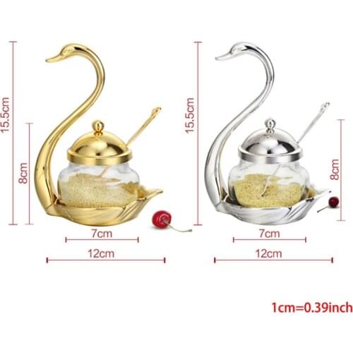 2021 New alloy Condiment Pot Seasoning Container Spice Glass Jar Salt Sugar Bowl Pepper C