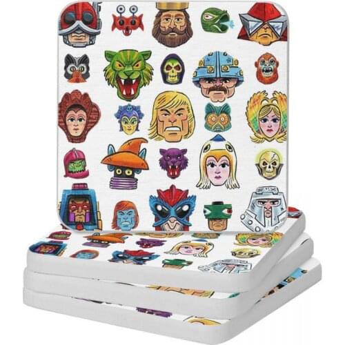 Faces Of He-Man And The Masters Of The Universe Diatom Square Round Shape Coaster Non-slip Cup Bonsai Mat Soap Pad 10x10cm