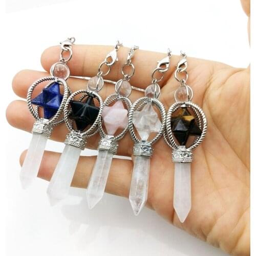 Natural Stone Crystal Reiki Healing Pendule Pendant Rotating Merkaba Dowsing Spiritual Pendulums for Radiesthesia