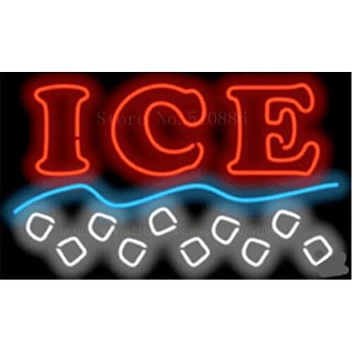 Ice NEON SIGN REAL GLASS BEER BAR PUB LIGHT SIGNS store display Bulbs bar Advertising drink food dinning Lights 17*14"