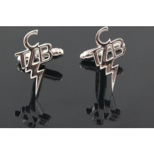 WholeSale 10pairs/lot Lightning Design cufflinks Copper Brass Cuff Link High Quality Father Days' christmas gift Letter Cufflink