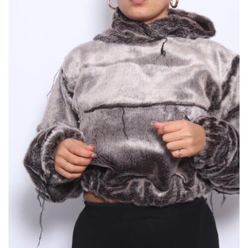 2020 Autumn Winter Fashion Patchwork Long Sleeve Warm Plush Baggy Hoodies Casual Femal Streetwear Pullover Hoodies For Women