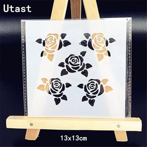 Five Rose flowers DIY Plastic Layering Stencils Masking Spray Template For Wall Scrapbooking Painting Photo Album Paper Craft