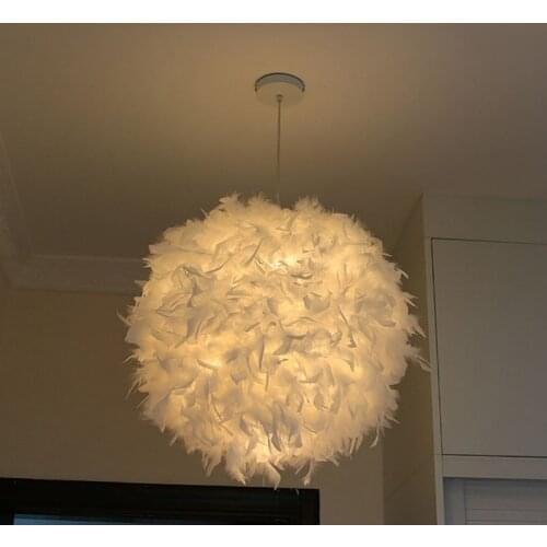 Mordern Feather Pendant Lamp E27 Lamp Holder Fairy Hanging Lamp Goose Feather Bedroom Dining Room Loft Chandelier Ceiling Light