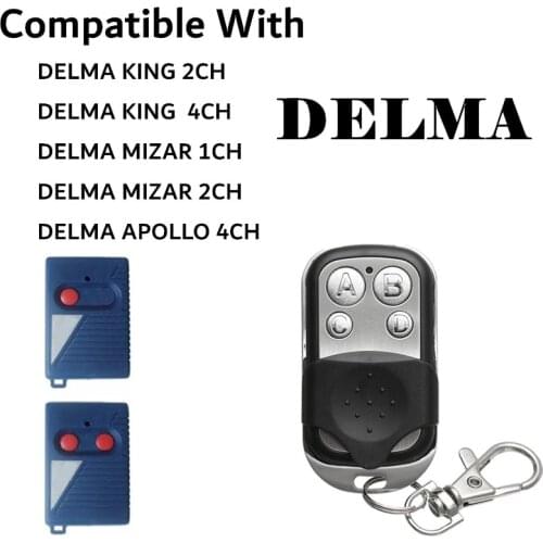 DELMA MIZARD 1CH DELMA KING 2CH Garage Door Remote Control clone replacement duplicator Key Fob for garage command 433.92Mhz