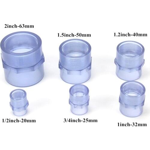 PVC Transparent Outer Wire Directly UPVC Transparent Pipe Outer Tooth Joint Outer Thread Adhesive Plastic Water Supply Pipe 1Pcs