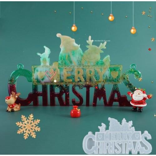 Christmas Crystal Epoxy Resin Mold Christmas Tree Letter Silicone Mold Decoration Christmas Silicone Mold for Resin