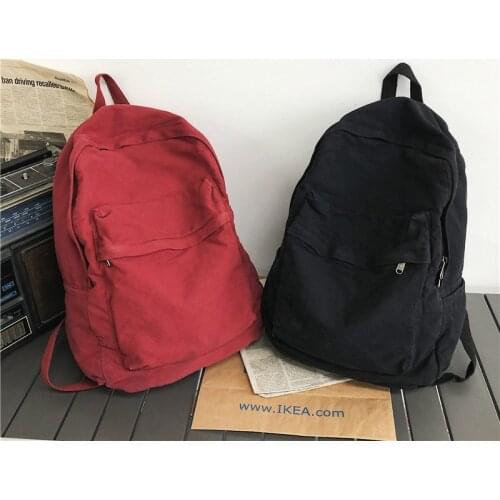 Green 100% Cotton Backpacks Solid Black Shoulder Bag Soft Canves Lesure Or Travle Bag Minimalist style Unisex School Bag f