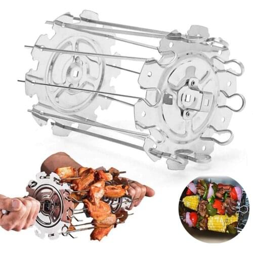Barbecue Skewers Needle Cage for Outdoor Picnic Babecue Home Barbecue Oven Roaster Rotisserie String Chicken Wings Fish Meat