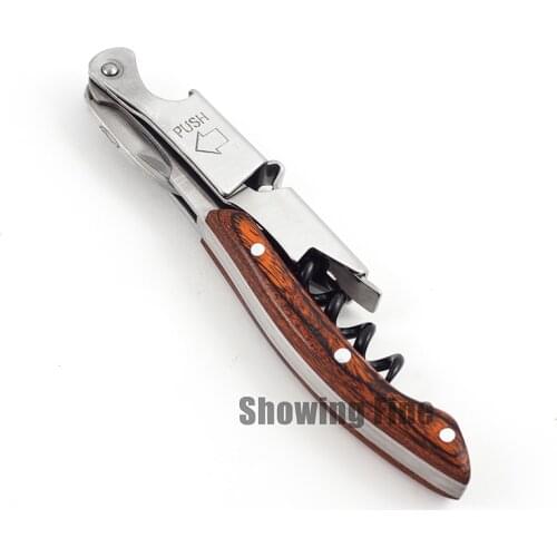 Corkscrew Opener with Wood Handle Wine Bottle Opener Double Levers Wine Waiters opener with Flannel Bag Packing