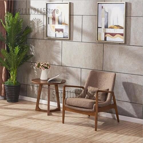 Custom Nordic Vintage Leisure Comfortable Study Cloth Solid Wood Leisure Dining Chair Single Sofa Designer Chair