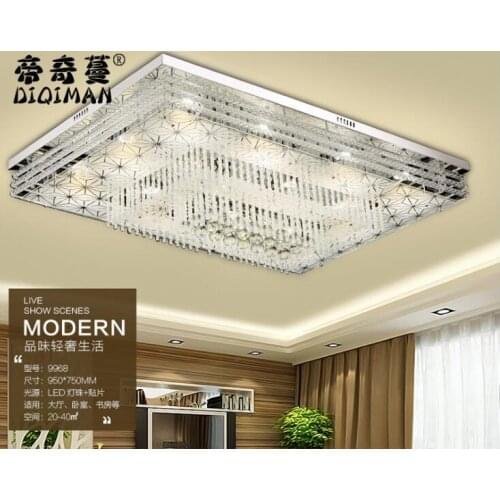 Led ceiling lamp rectangular crystal lamp modern minimalist living room bedroom study ceiling lamp stepless dimming lamps