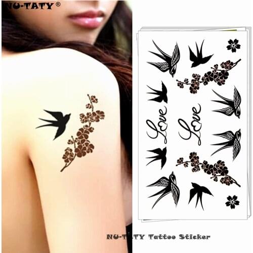 Nu-TATY Love Birds Swallow Temporary Tattoo Body Art Arm Flash Tattoo Stickers 17*10cm Waterproof Fake Henna Painless Tattoo