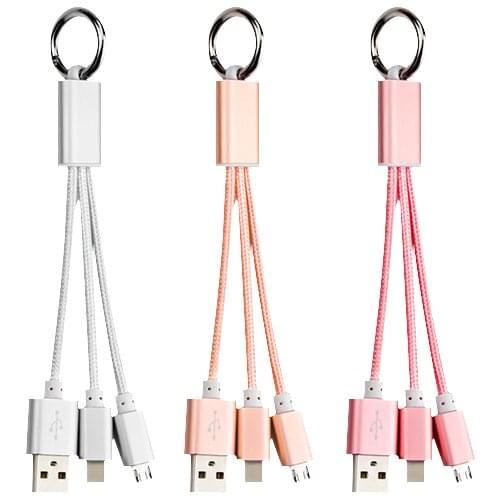 Xiaomi Multiple Keychain Usb Charger 2 In 1 Usb Charging Cable For Android Cellphone Charging For IPhone