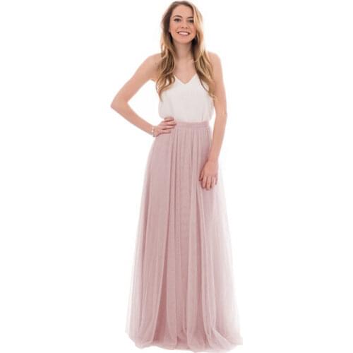 U-SWEAR Peach Pink Long Tulle Skirts For Bridesmaid To Wedding Evening Party Style Tutu Skirt For Women Custom High Quality