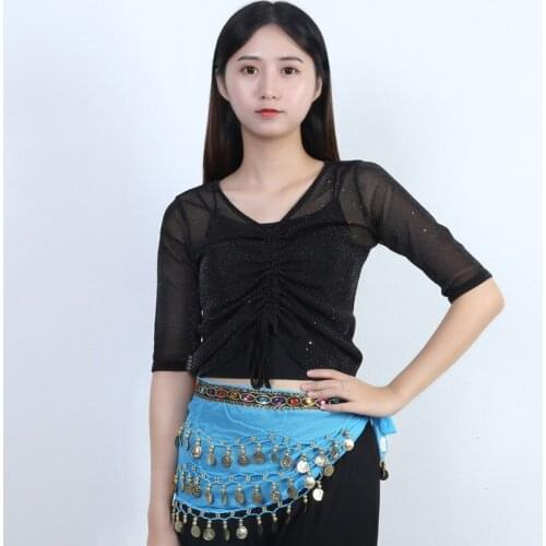 Women Belly Dancing Accessories Hip Bandana 3 Row Gold Tone Coin Belted Skirt Bellydance Waist Chain Wrap Adult Dancewear
