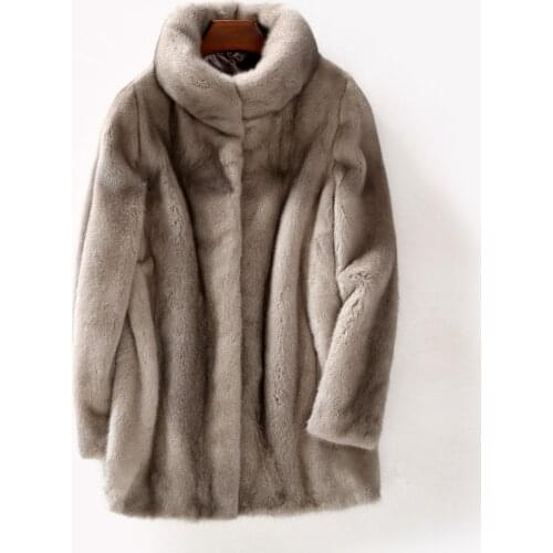 Real Mink Fur Winter Coat Plus Size Women Clothes Autumn Long Coats Vintage Jacket Chaqueta Mujer MY1062