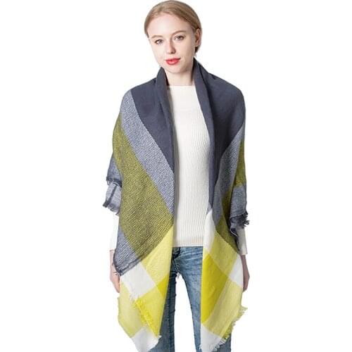 Winter Plaid Women Scarf Triangles Simple Comfortable Cashmere Long Scarves Shawl Autumn Winter Home Sofa Bedroom Blanket