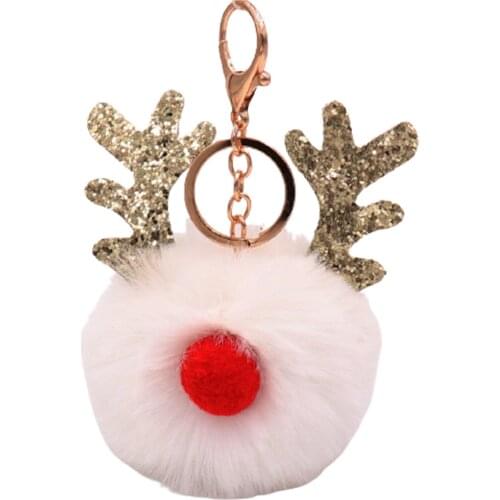 1pcs Fashion Keychain Innovative Plush Deer Keychain For Christmas Multicolor Cute Artificial Furs Keychain For Women Bags Decor