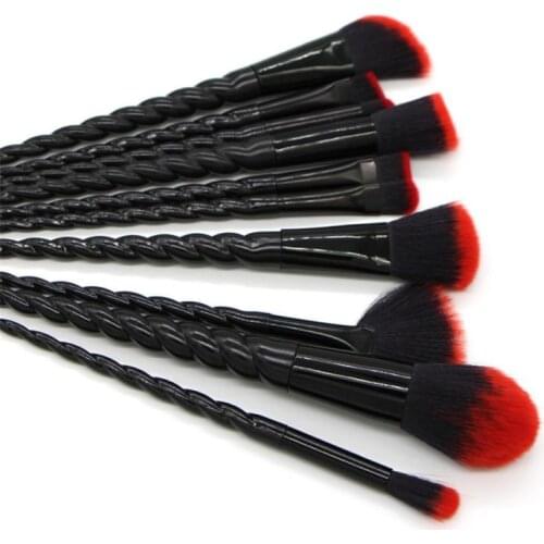10Pcs Makeup Brushes Threaded Spiral Handle Makeup Tools Brush Set Foundation Brush Eye Shadow Brush Blush Brush Power Brush