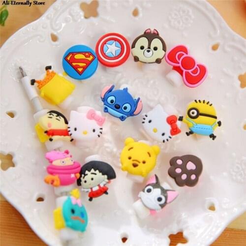 10pcs Cartoon Charger Cable Winder Protective Case Saver 8 Pin Data Line Protector Earphone Cord Protection Sleeve Wire Cover