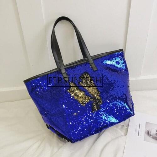 10pcs Portable Sequin Handbags Women Fashion Sequins Shopping Bag Large Capacity Glitter Shoulder Bag