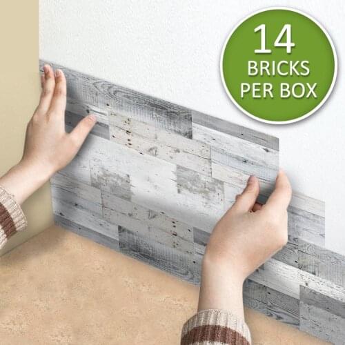 14Pcs/Set 3D Wood Grain Waterproof Tile Sticker DIY House Room Floor Wall Decor