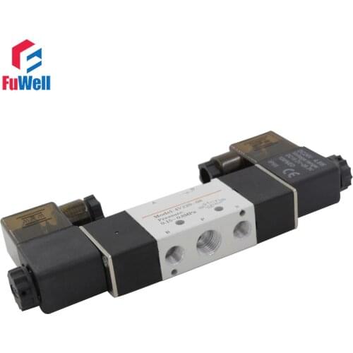 4V220-08 AC110V Solenoid Valve PT1/4 Air Control Valve 2 Position 5 Port Pneumatic Solenoid Valve Aluminum Alloy Air Valve