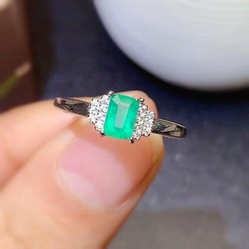 925 Sterling Silver Wedding Rings Luxury Jewelry Natural Emerald Square Cut Rings for Women 4*6mm