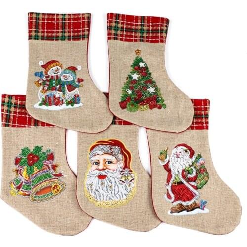 Diamond Painting Christmas Boots Socks DIY Mosaic Diamond Embroidery Gift Candy Bag Children Christmas Gift Bag