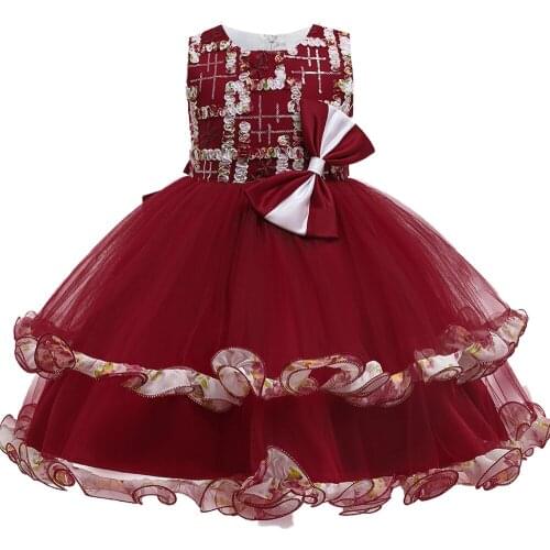 2021 Summer Cake Flower Kids Dress For Girl Children Costume Petal Party Pageant Princess Dresses Girls Vestido Clothing 3 8 Y