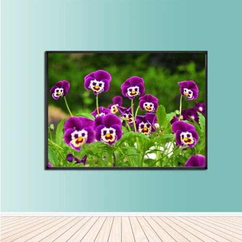 Purple Viola Tricolor L. Wall Painting Modern Wall Art Purple Flowers Home Decoration Canvas Painting Home Decor Pairs Fresco