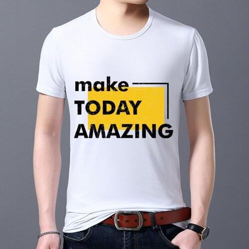 Casual Mens T-Shirt Letter Printing Series Short Sleeve Tops Clothes Summer Classic O-Neck Office Worker Commute Male Tee Shirt
