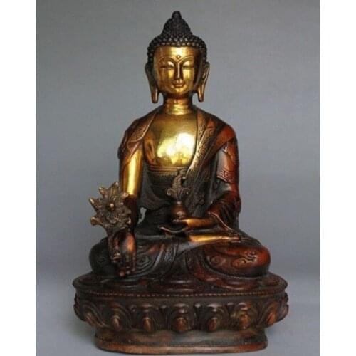 Chinese Old Vintage 8"Old Tibetan Brass Buddhism Bodhisattva Sakyamuni Buddha Statue decoration bronze factory outlets