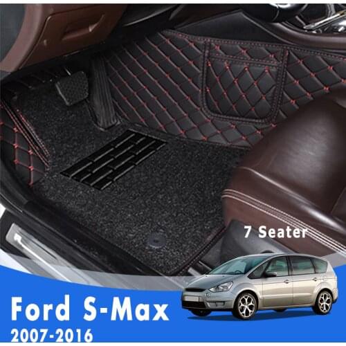 Car Floor Mats For Ford S-Max 2016 2015 2014 2013 2012 2011 2010 2009 2008 2007 7 Seats Double Layer Wire Loop Car Accessories