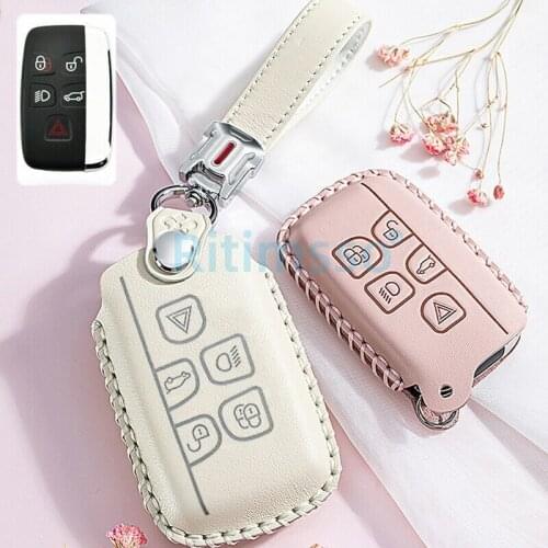 Leather Car Key Case Cover for Land Rover RANGE ROVER SPORT Freelander 2 DISCOVERY 4 Evoque Jaguar XE XJ XJL XF Car Accessories