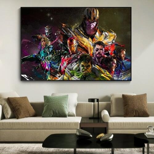 Marvel Avengers Infinity War Color Poster Superheroes Canvas Painting Abstract Captain America Iron Man Print Home Decor Wall